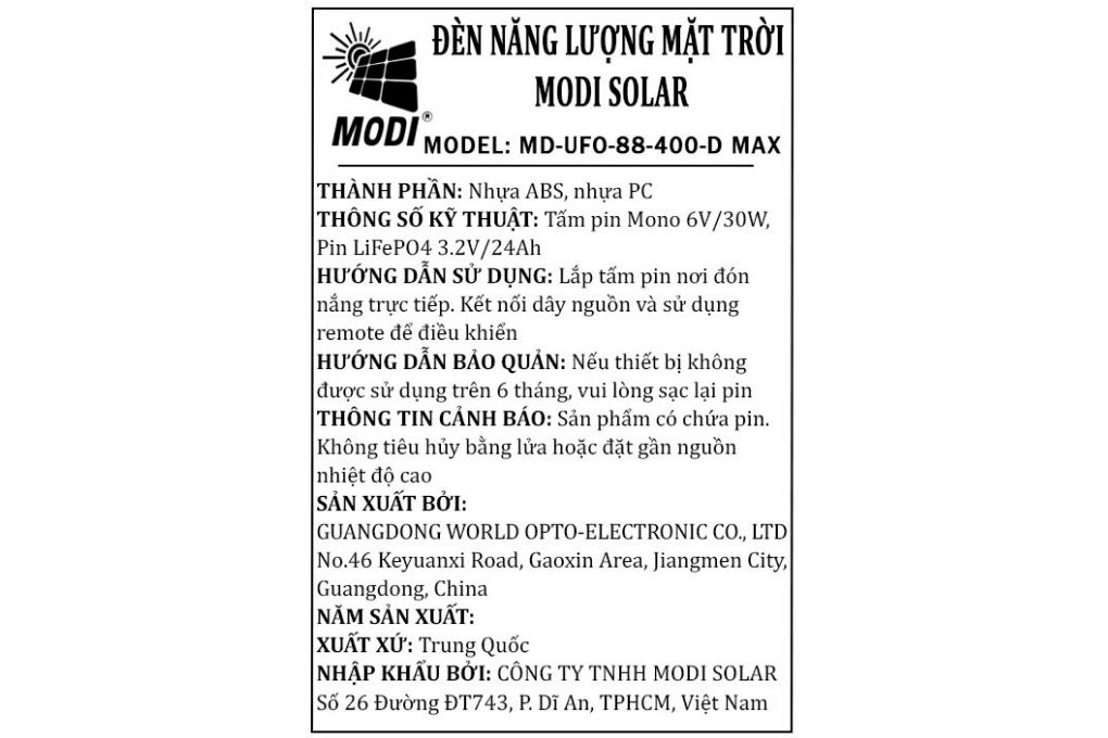 Đèn treo UFO năng lượng mặt trời Modi MD-UFO-88-400-D Màu Xám