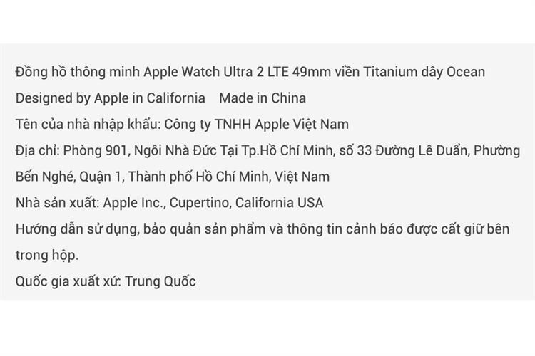 Apple Watch Ultra 2 GPS + Cellular 49mm viền Titanium dây Ocean Màu Titan tự nhiên