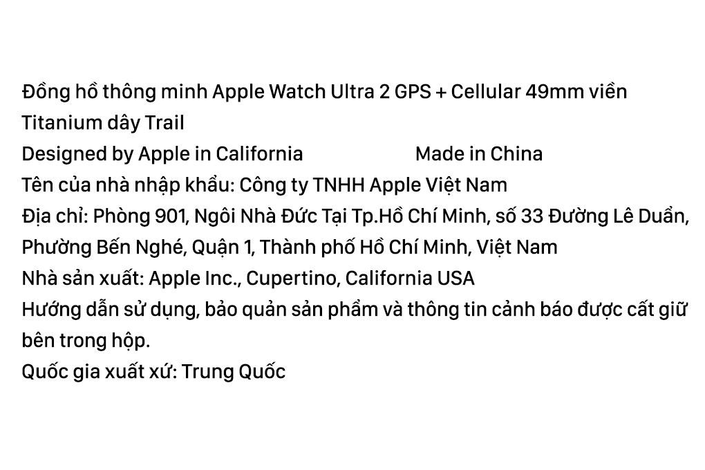 Đồng hồ thông minh Apple Watch Ultra 2 GPS + Cellular 49mm viền Titanium dây Trail Màu Titan tự nhiên