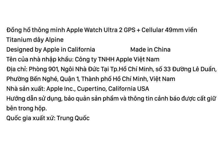 Đồng hồ thông minh Apple Watch Ultra 2 GPS + Cellular 49mm viền Titanium dây Alpine Màu Xanh Dương