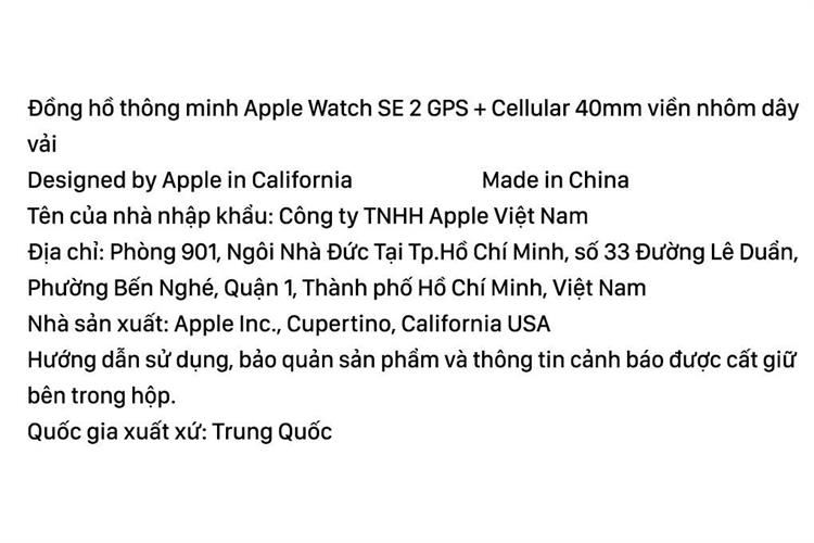 Apple Watch SE 2 GPS + Cellular 40mm viền nhôm dây vải Màu Xanh đen