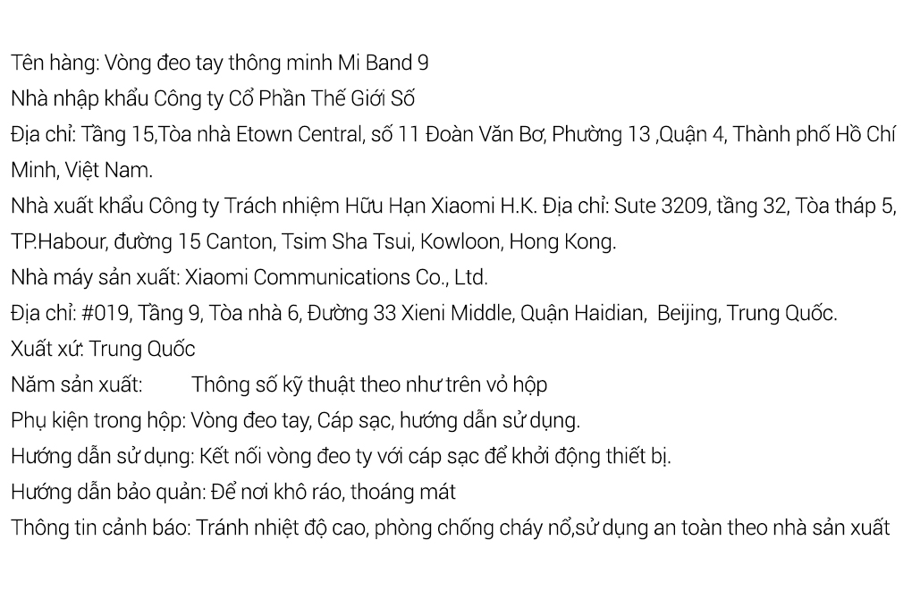 Vòng đeo tay thông minh Mi Band 9 Màu Xám