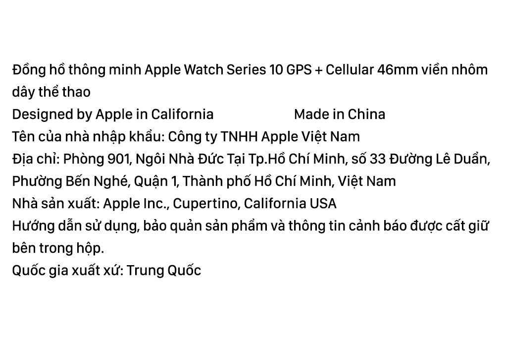 Apple Watch Series 10 GPS + Cellular 46mm viền nhôm dây thể thao Màu Đen bóng