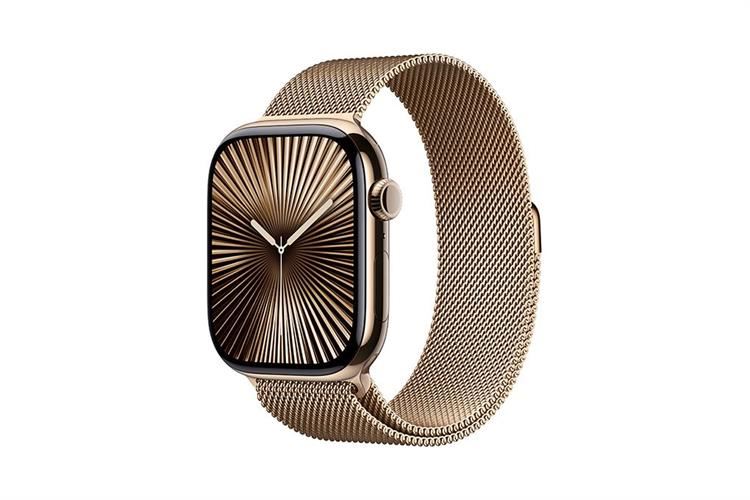 Apple Watch Series 10 GPS + Cellular 42mm viền Titanium dây Milan Màu Titan vàng