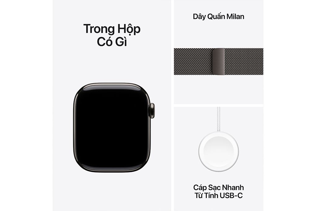 Apple Watch Series 10 GPS + Cellular 42mm viền Titanium dây Milan Màu Titan xám