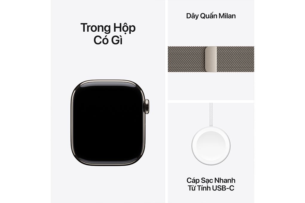 Apple Watch Series 10 GPS + Cellular 42mm viền Titanium dây Milan Màu Titan tự nhiên