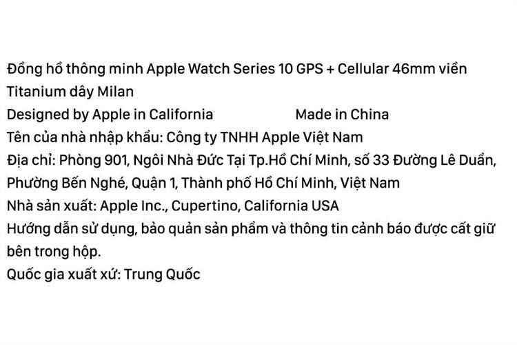 Apple Watch Series 10 GPS + Cellular 46mm viền Titanium dây Milan Màu Titan tự nhiên