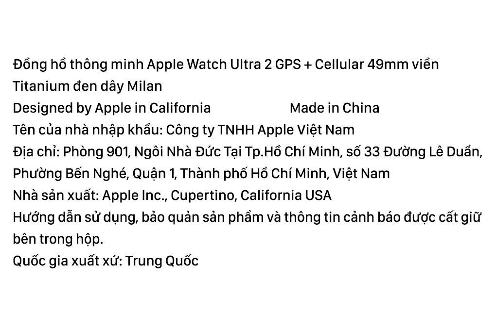 Apple Watch Ultra 2 GPS + Cellular 49mm viền Titanium đen dây Milan Màu Đen