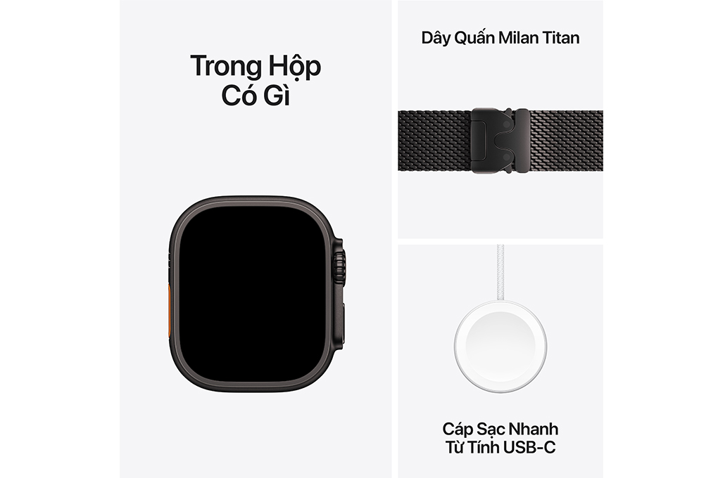 Apple Watch Ultra 2 GPS + Cellular 49mm viền Titanium đen dây Milan Màu Đen