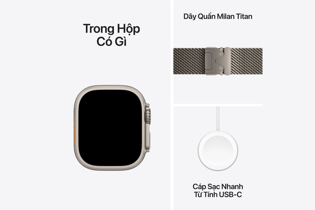 Apple Watch Ultra 2 GPS + Cellular 49mm viền Titanium dây Milan Màu Titan tự nhiên