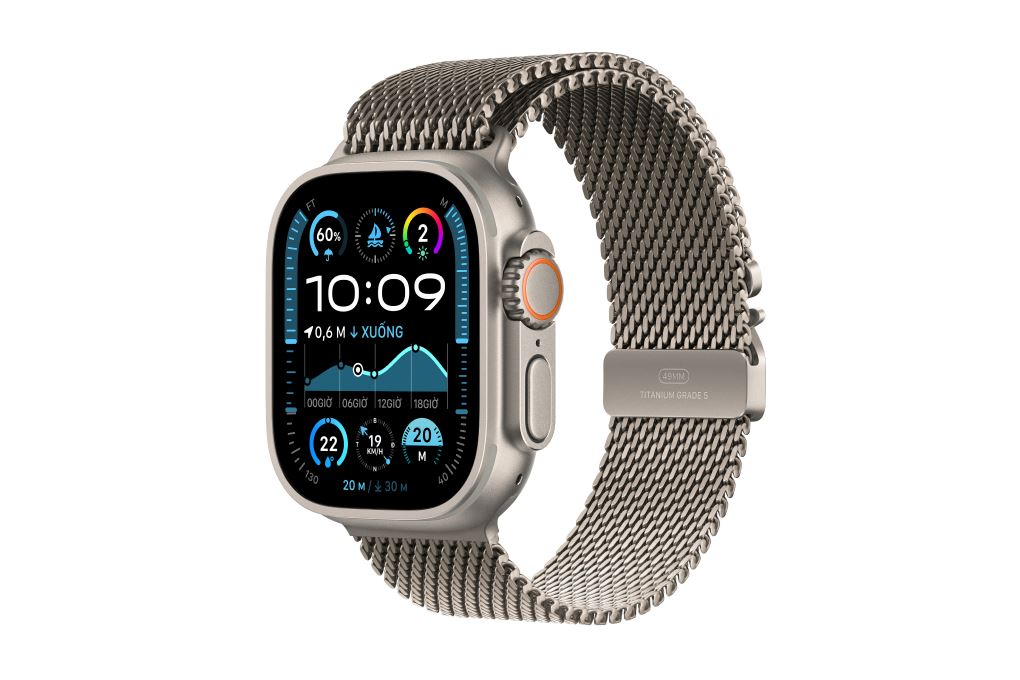 Apple Watch Ultra 2 GPS + Cellular 49mm viền Titanium dây Milan Màu Titan tự nhiên