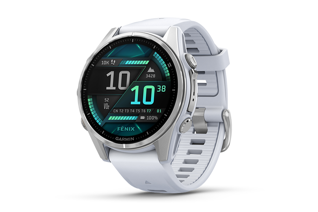 Garmin Fenix 8 43mm viền thép dây silicone Màu Trắng