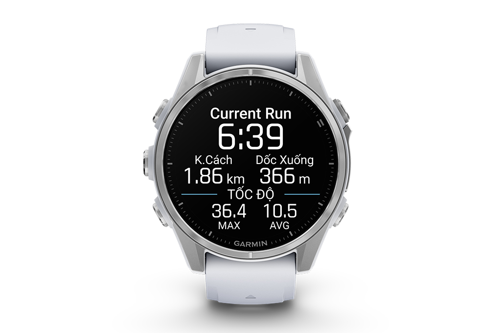 Garmin Fenix 8 43mm viền thép dây silicone Màu Trắng