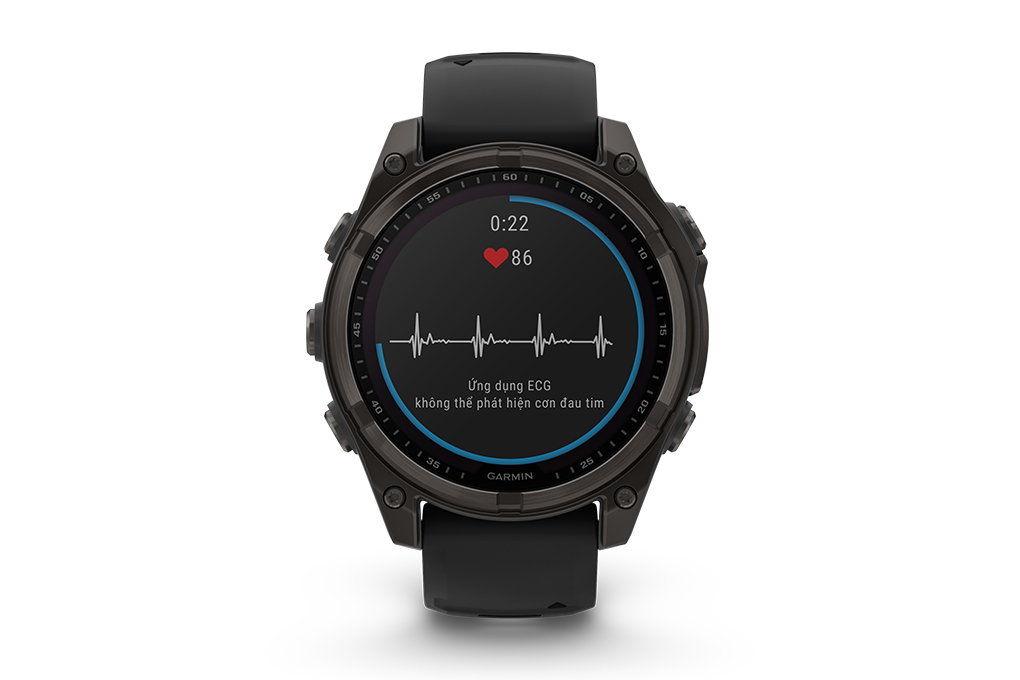 Garmin Fenix 8 Sapphire Solar 47mm viền Titanium dây silicone Màu Đen