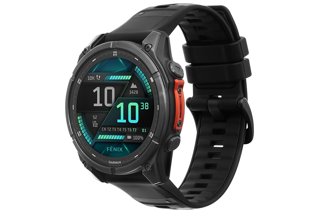 Garmin Fenix 8 47mm viền thép dây silicone Màu Đen