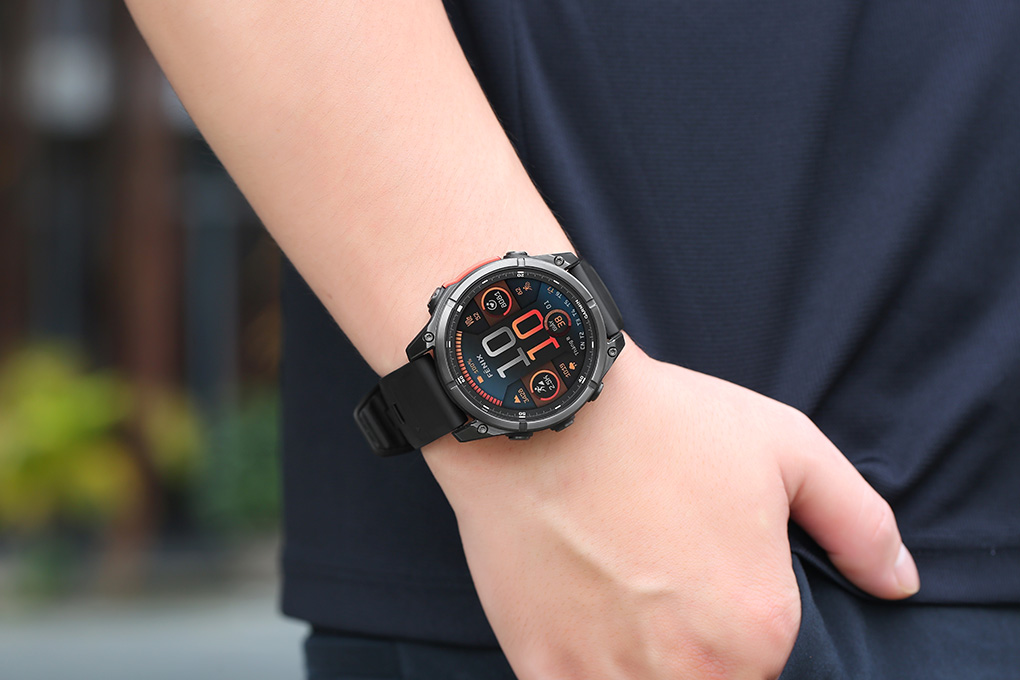Garmin Fenix 8 47mm viền thép dây silicone Màu Đen