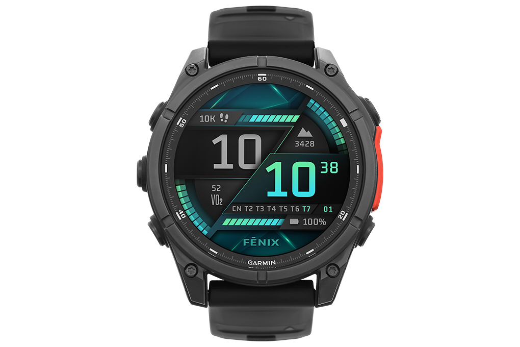 Garmin Fenix 8 47mm viền thép dây silicone Màu Đen