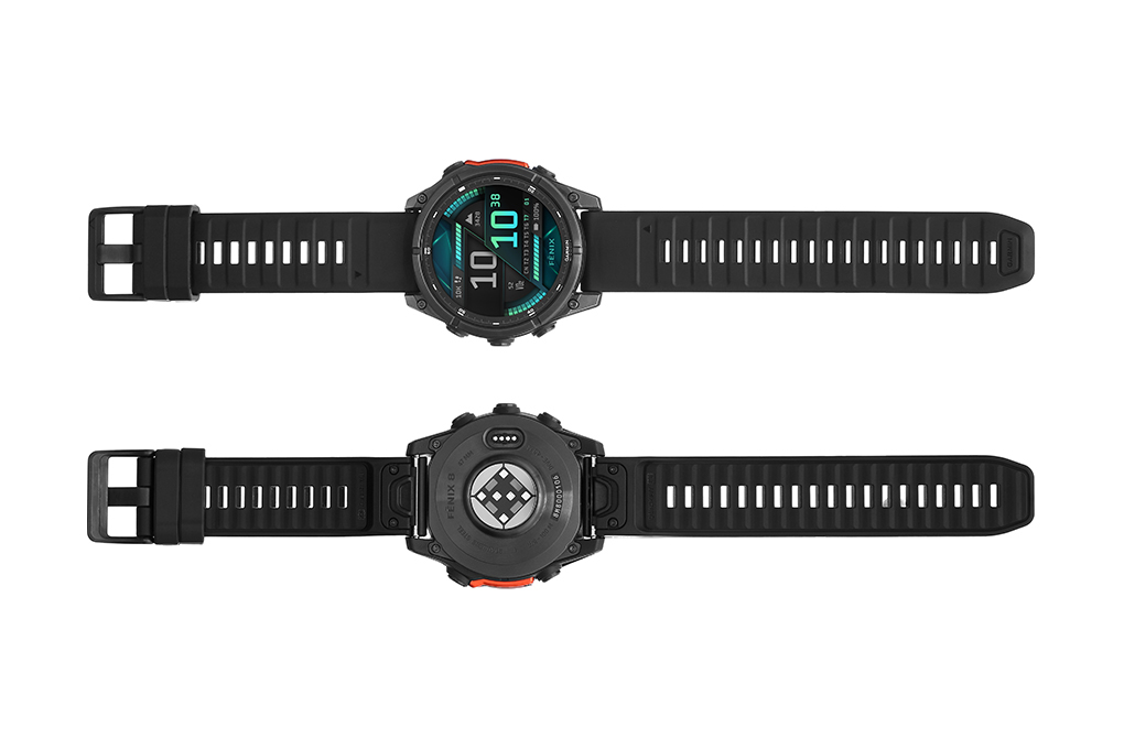 Garmin Fenix 8 47mm viền thép dây silicone Màu Đen