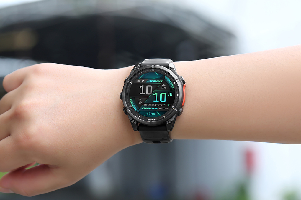 Garmin Fenix 8 47mm viền thép dây silicone Màu Đen