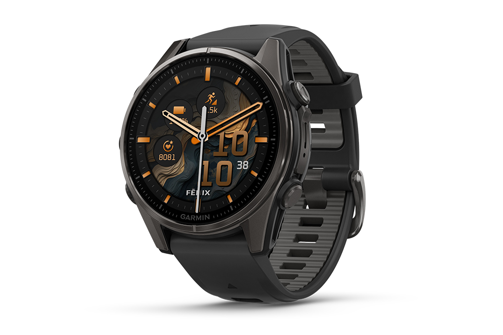 Garmin Fenix 8 Sapphire 43mm viền Titanium dây silicone Màu Đen
