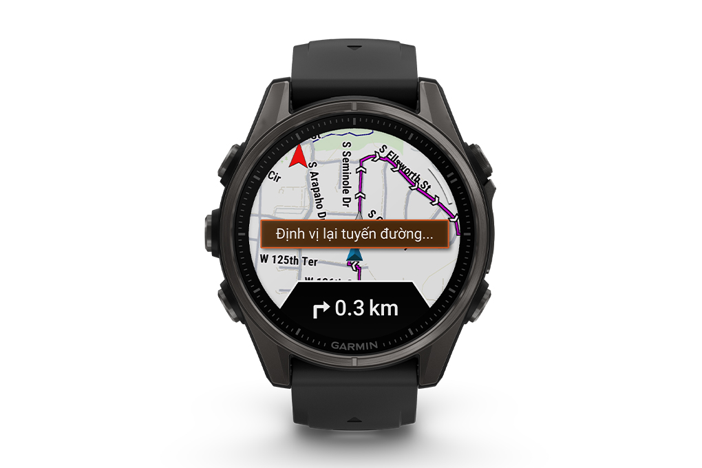 Garmin Fenix 8 Sapphire 43mm viền Titanium dây silicone Màu Đen