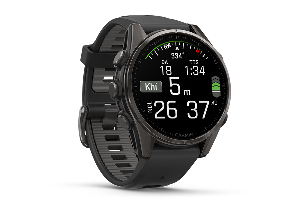 Garmin Fenix 8 Sapphire 43mm viền Titanium dây silicone Màu Đen