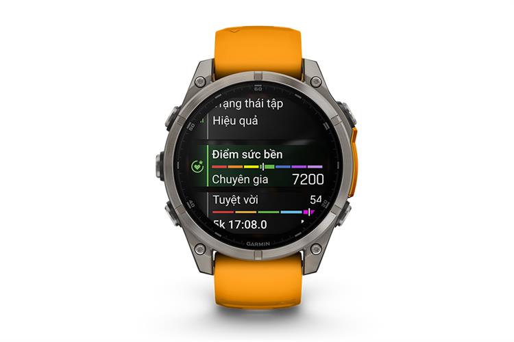 Garmin Fenix 8 Sapphire 47mm viền Titanium dây silicone Màu Cam