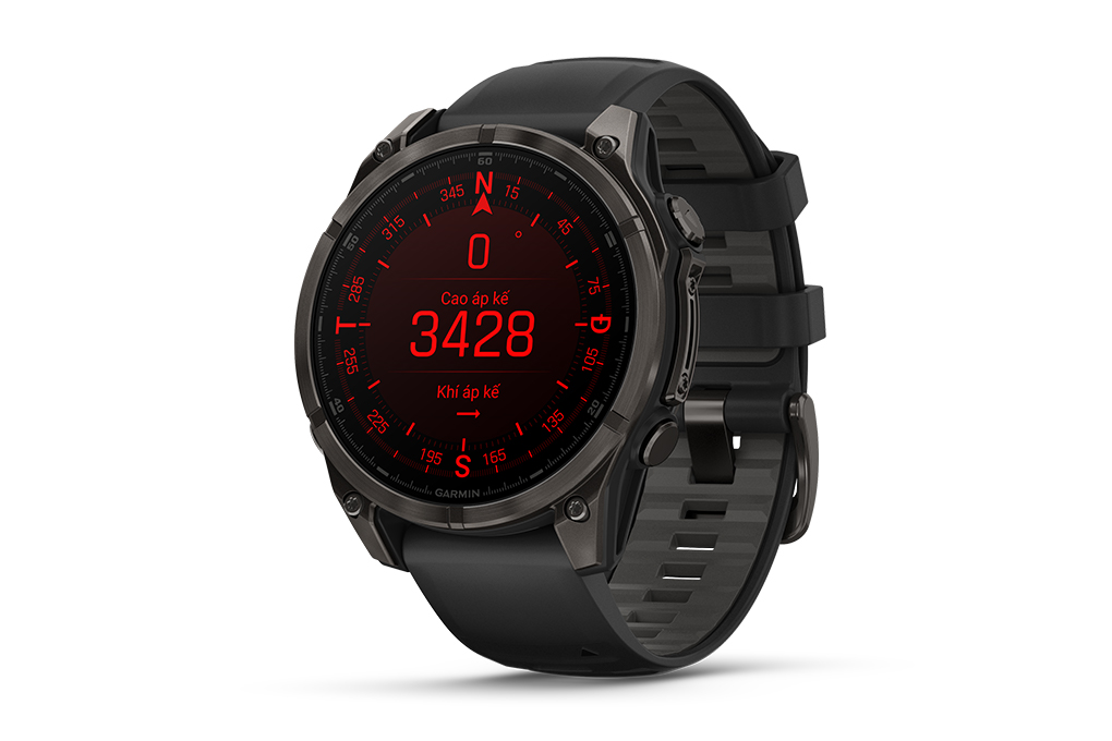 Garmin Fenix 8 Sapphire 47mm viền Titanium dây silicone Màu Đen