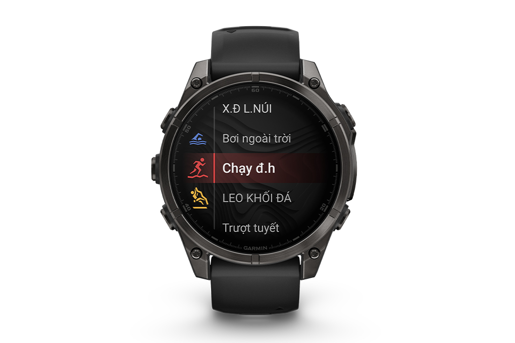 Garmin Fenix 8 Sapphire 47mm viền Titanium dây silicone Màu Đen