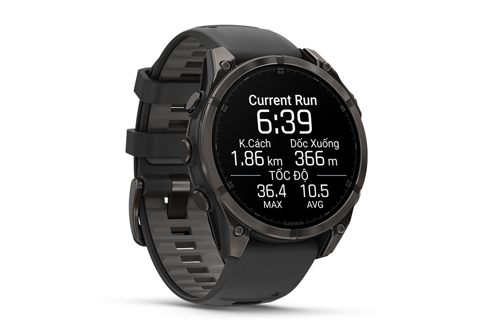 Garmin Fenix 8 Sapphire 47mm viền Titanium dây silicone Màu Đen