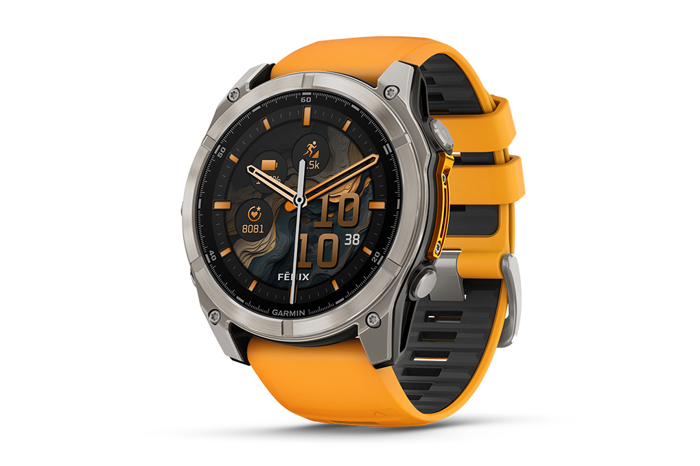 Garmin Fenix 8 Sapphire 51mm viền Titanium dây silicone Màu Cam