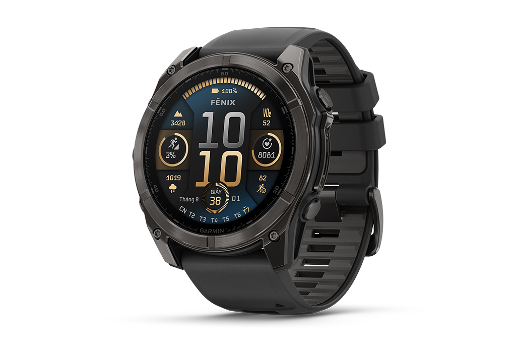 Garmin Fenix 8 Sapphire 51mm viền Titanium dây silicone Màu Đen