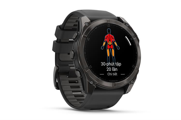 Garmin Fenix 8 Sapphire 51mm viền Titanium dây silicone Màu Đen