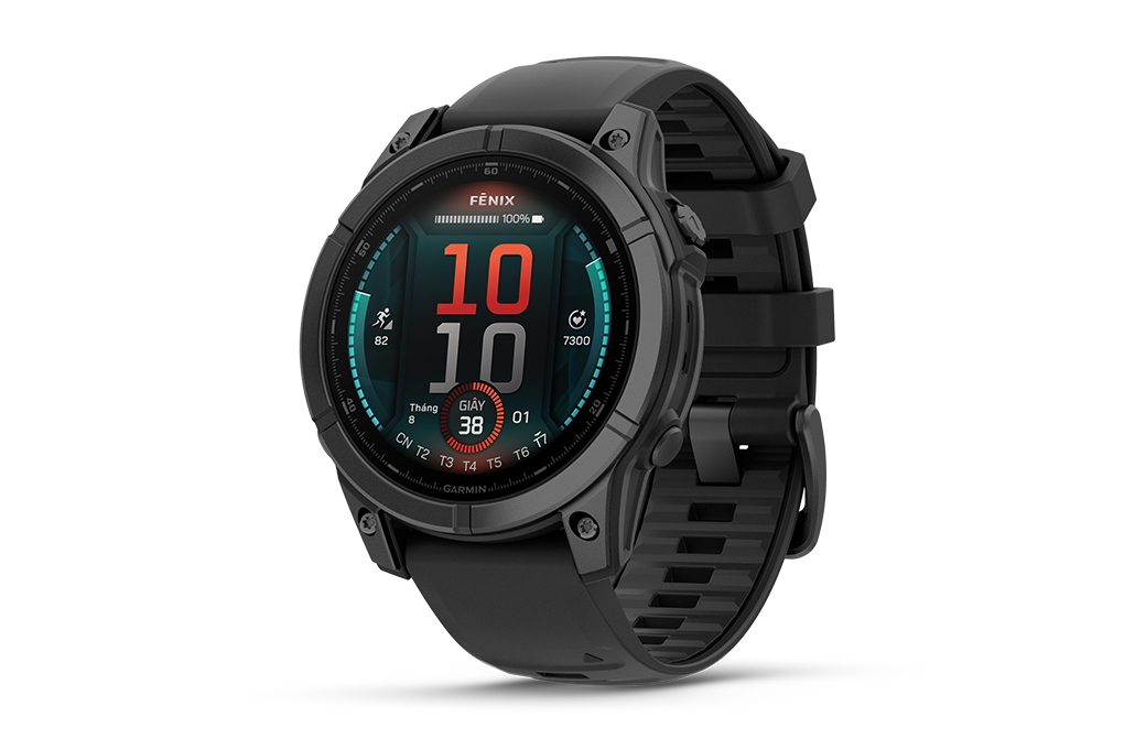 Garmin Fenix E 47mm viền thép dây silicone Màu Đen
