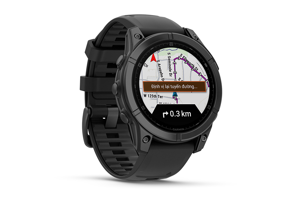 Garmin Fenix E 47mm viền thép dây silicone Màu Đen