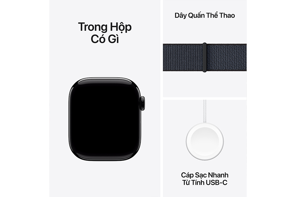 Apple Watch Series 10 GPS 42mm viền nhôm dây vải Màu Đen bóng