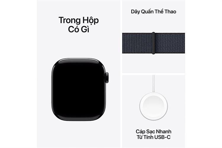 Apple Watch Series 10 GPS 46mm viền nhôm dây vải Màu Đen bóng