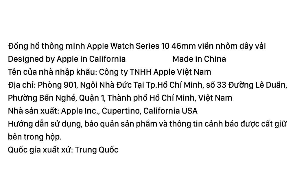Apple Watch Series 10 GPS 46mm viền nhôm dây vải Màu Đen bóng