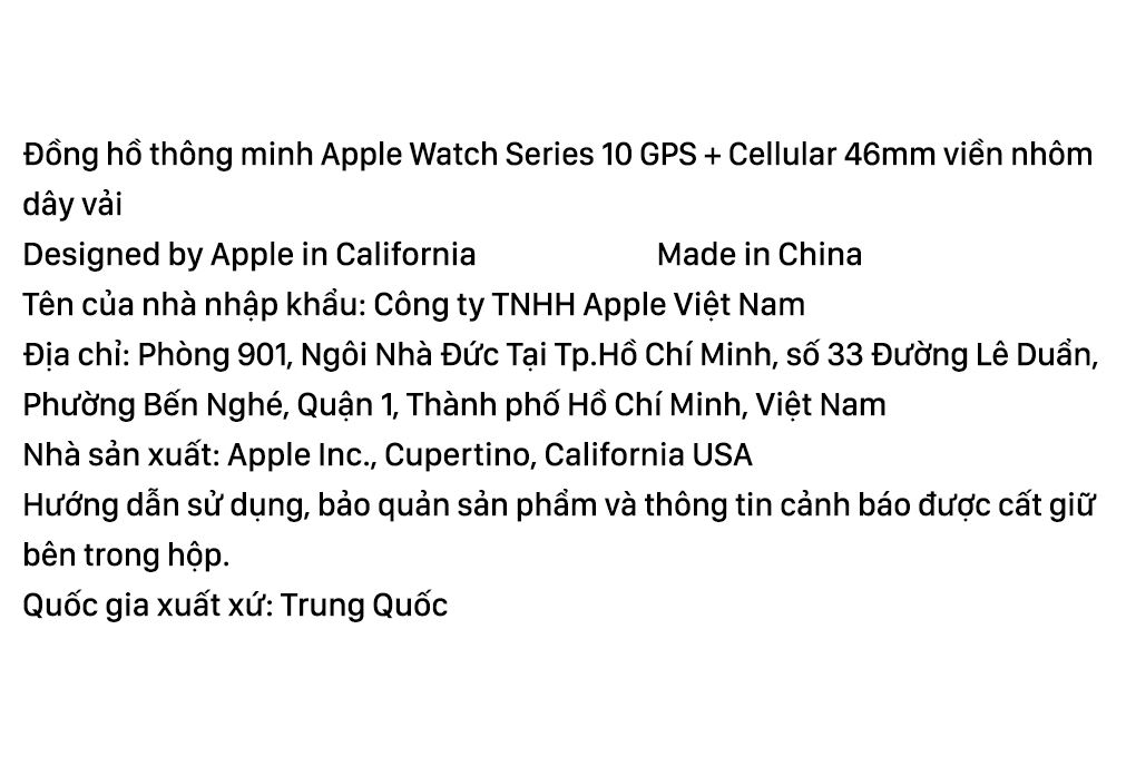Apple Watch Series 10 GPS + Cellular 46mm viền nhôm dây vải Màu Đen bóng