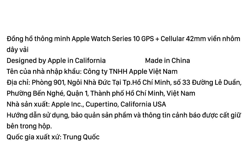 Apple Watch Series 10 GPS + Cellular 42mm viền nhôm dây vải Màu Bạc