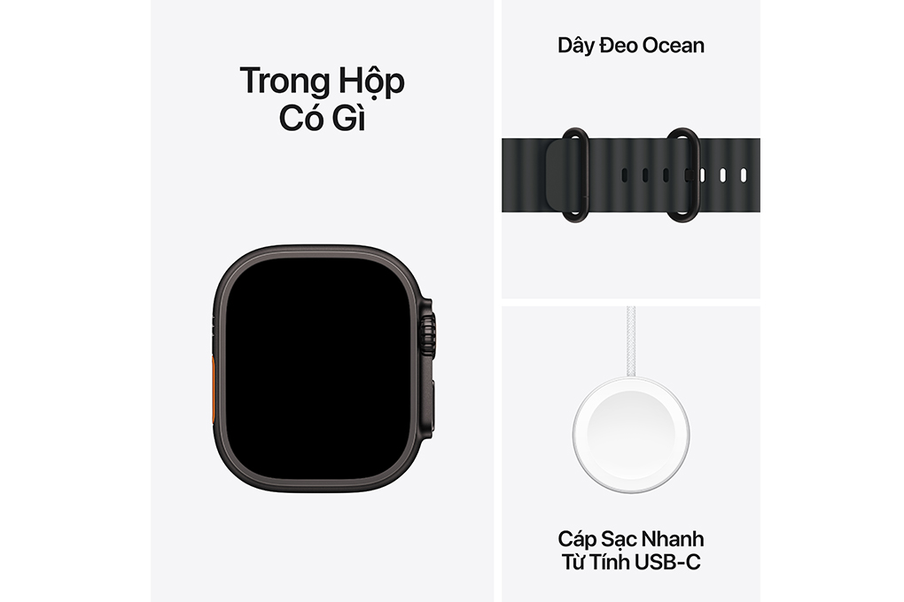 Apple Watch Ultra 2 GPS + Cellular 49mm viền Titanium đen dây Ocean Màu Đen