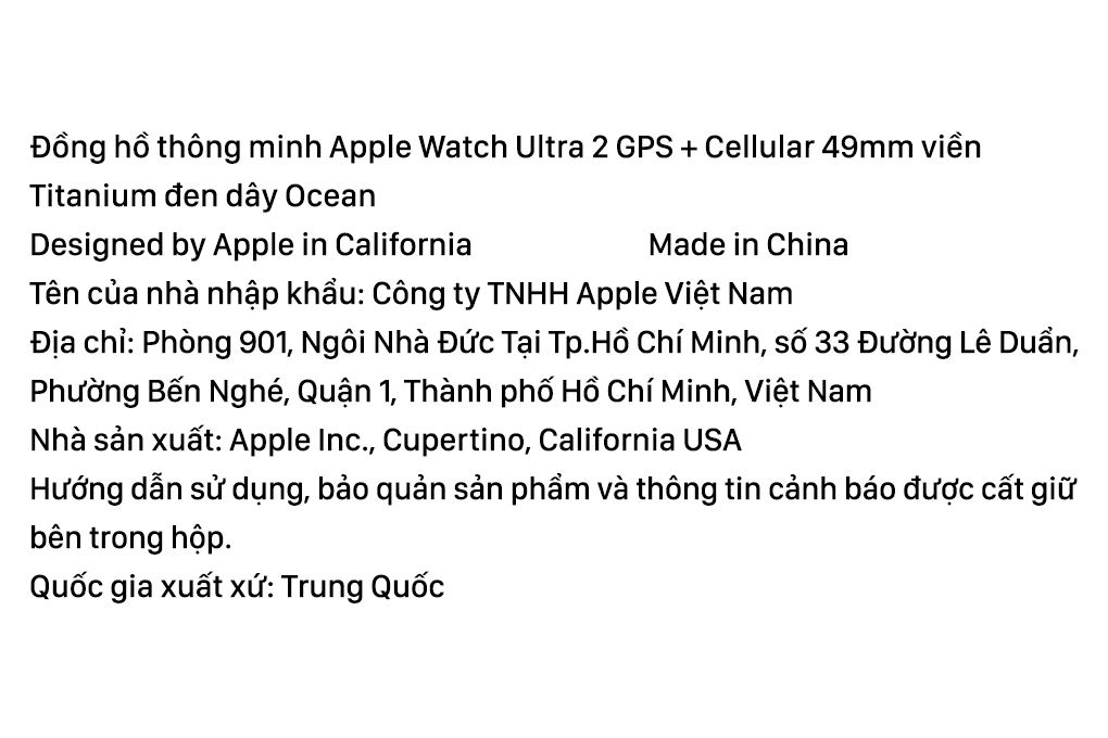 Apple Watch Ultra 2 GPS + Cellular 49mm viền Titanium đen dây Ocean Màu Đen