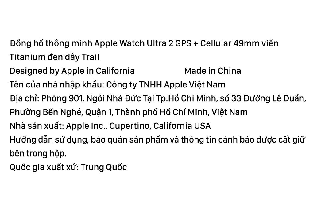 Apple Watch Ultra 2 GPS + Cellular 49mm viền Titanium đen dây Trail Màu Đen