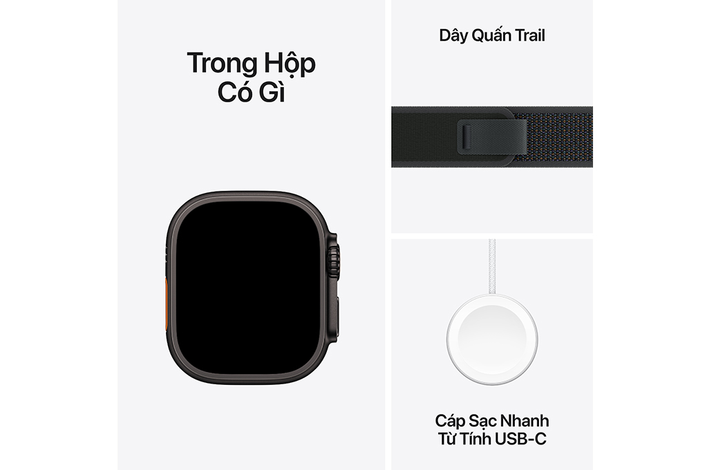 Apple Watch Ultra 2 GPS + Cellular 49mm viền Titanium đen dây Trail Màu Đen