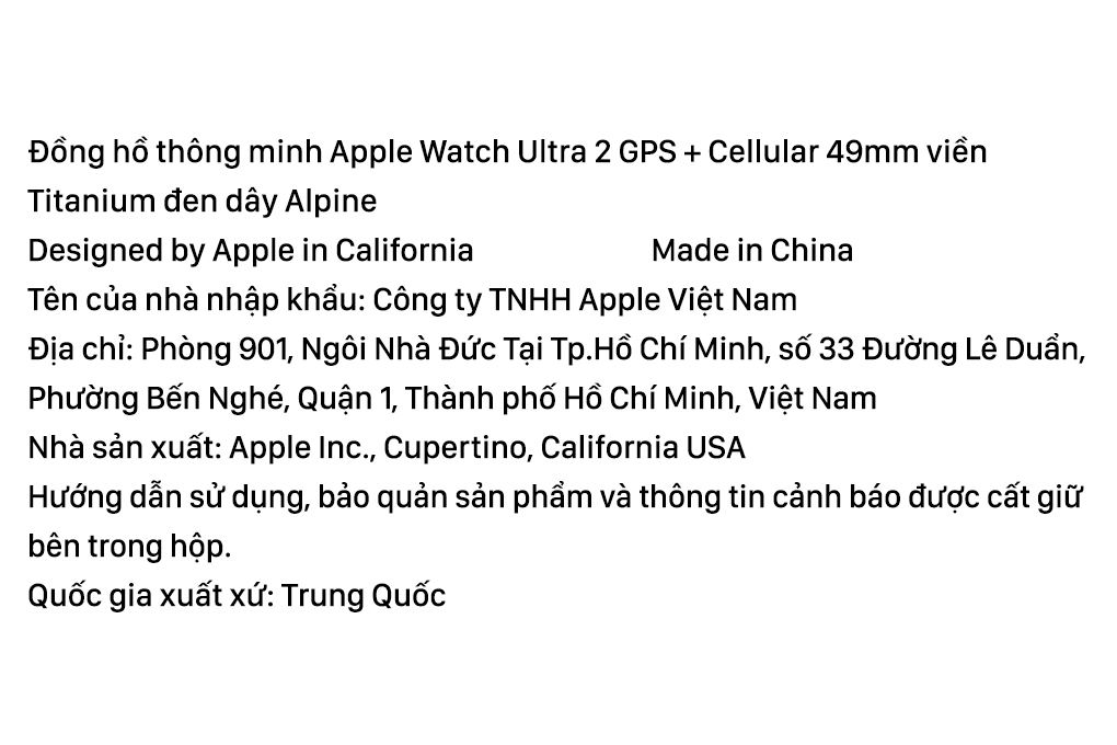 Apple Watch Ultra 2 GPS + Cellular 49mm viền Titanium đen dây Alpine Màu Đen