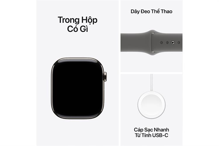 Apple Watch Series 10 GPS + Cellular 46mm viền Titanium dây thể thao Màu Titan tự nhiên