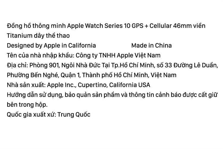Apple Watch Series 10 GPS + Cellular 46mm viền Titanium dây thể thao Màu Titan tự nhiên