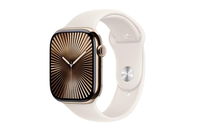 Apple Watch Series 10 GPS + Cellular 42mm viền Titanium dây thể thao Màu Titan vàng