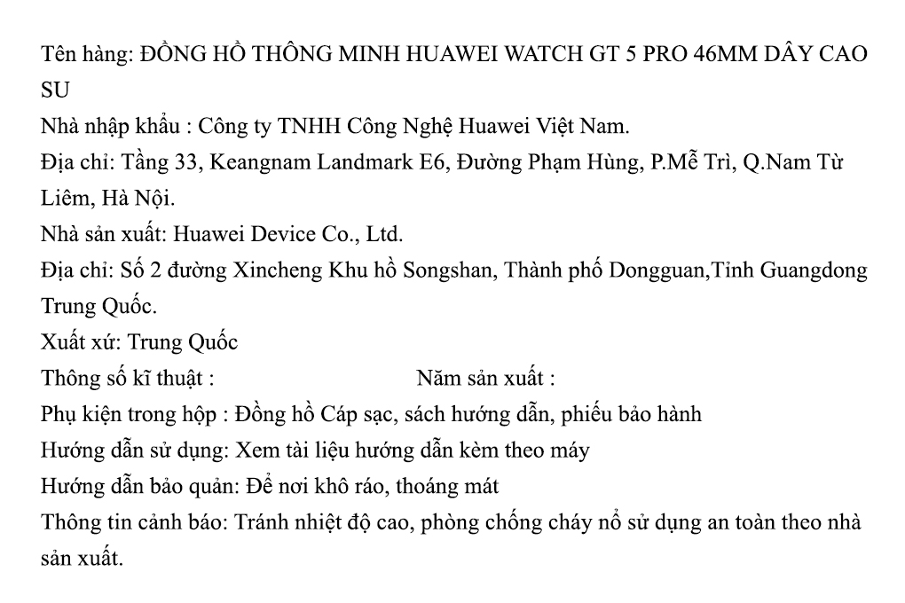 Huawei Watch GT 5 Pro 46mm viền Titanium dây cao su Màu Đen