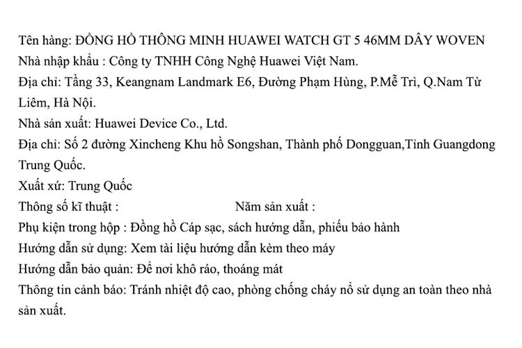 Huawei Watch GT 5 46mm viền thép dây Woven Màu Xanh Dương